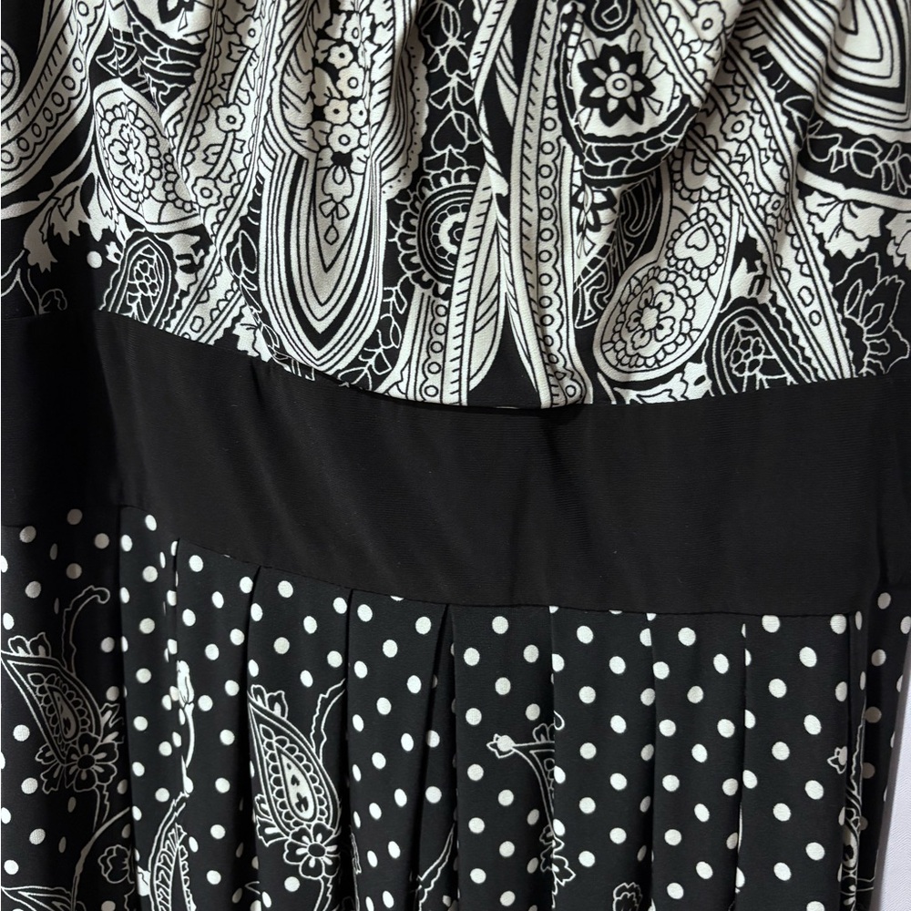 Stylish Black and White‎ Paisley Midi Dress size 16 Kathy Roberts - Picture 2 of 4